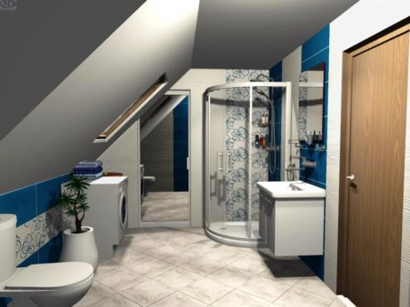 3D návrh podkrovnej kúpeľne